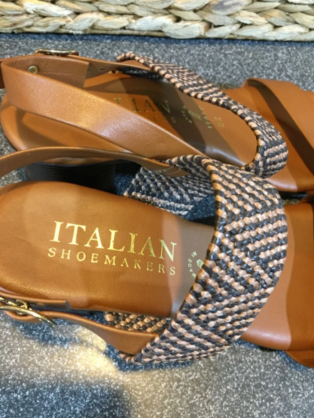 Italian Shoemakers Brown Tan Two-Strap Sandals